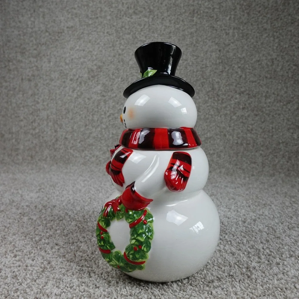 Potter's Studio Ceramic Snowman Cookie Jar Christmas Holiday Decor 11 inch